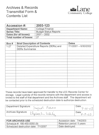 Archives & Records Transmittal Form