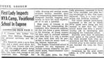 Newspaper article about Eleanor Roosevelt's visit to EVS
