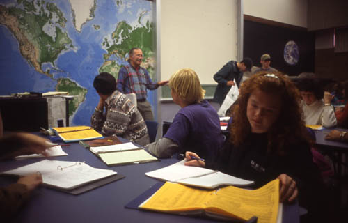 Jerry Hall in classroom, photo