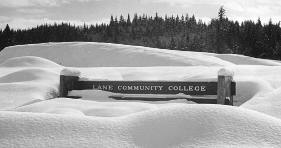 LCC Sign and snow