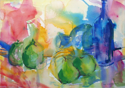Green Pears and Blue Bottle