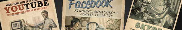 youtube, facebook, skype old style advertisements