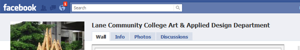 screenshot of top of LCC Art Division facebook page