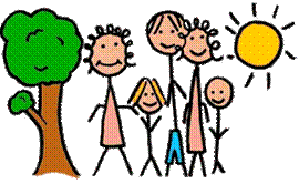drawing showing family by tree with sun shining