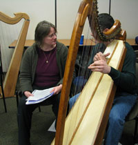 Music Thanatology Training - woman playing harp