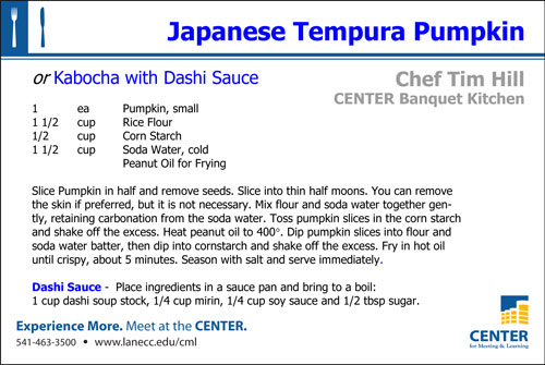 Japanese Tempura Pumpkin recipe card
