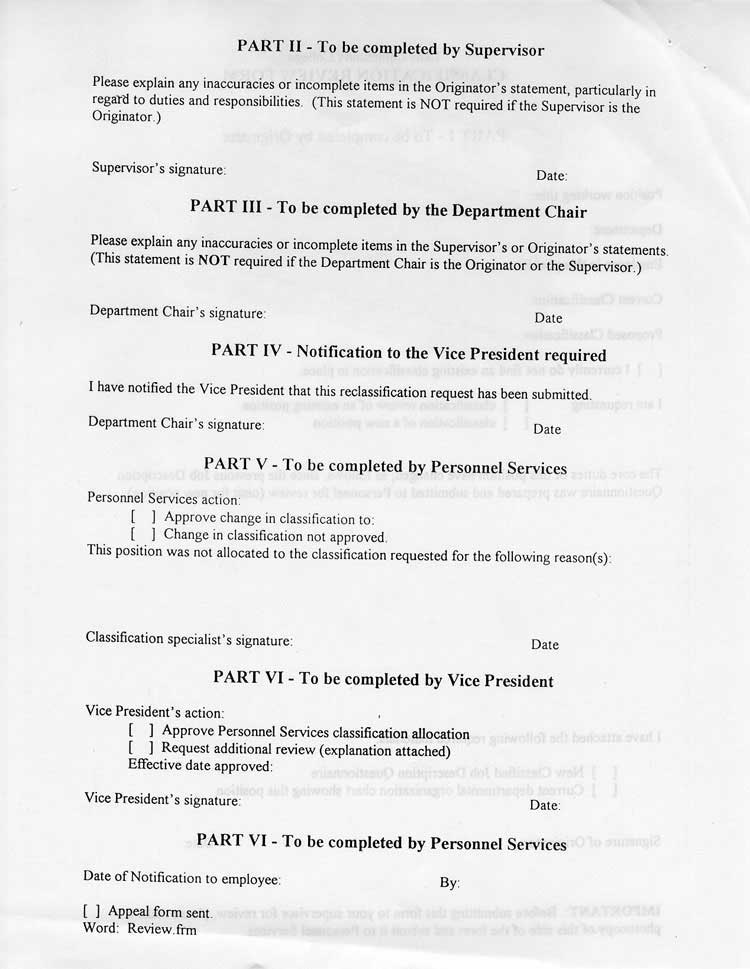 Classification Review Form, Page 2