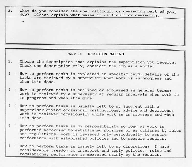 Classified Job Description Questionnaire, Page 3