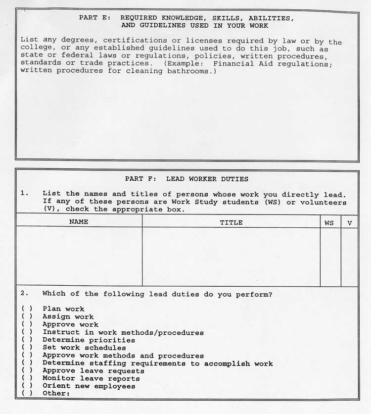 Classified Job Description Questionnaire, Page 4