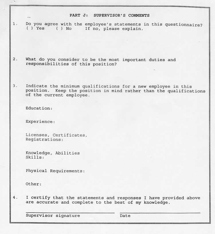 Classified Job Description Questionnaire, Page 6