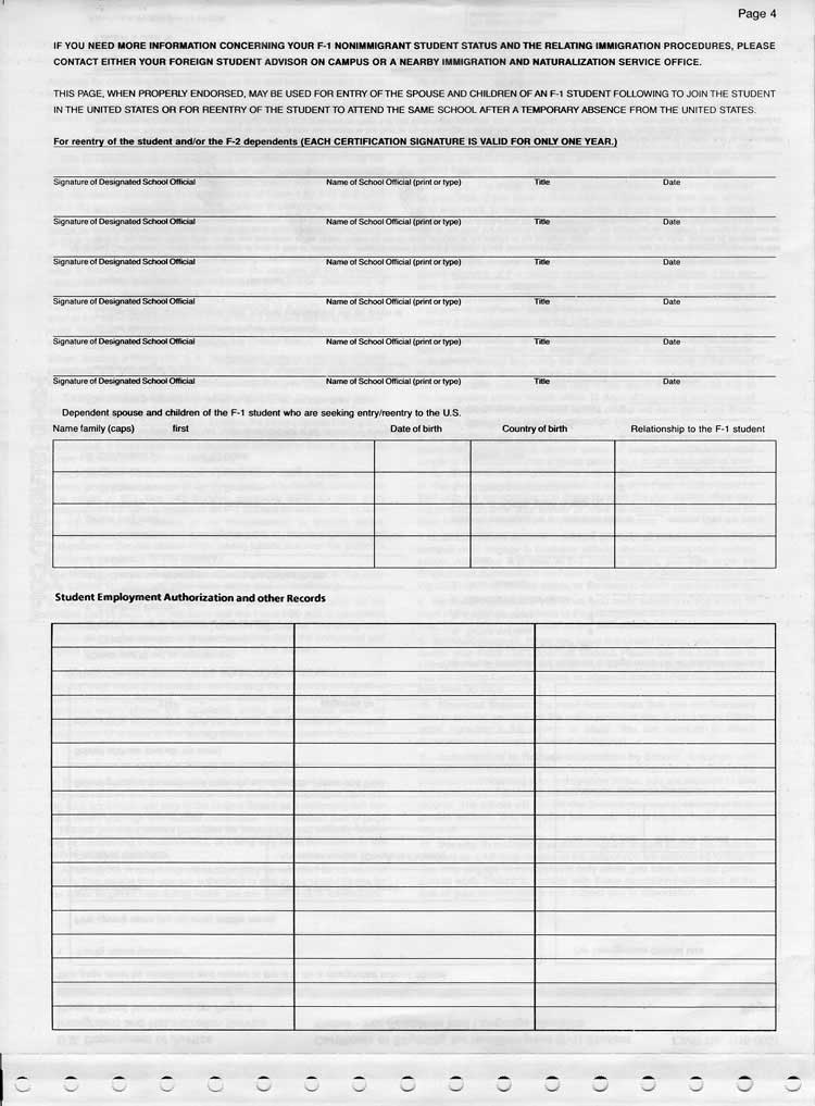 Form I-20 (Certificate of Eligibility for Nonimmigrant Student Status), page 2