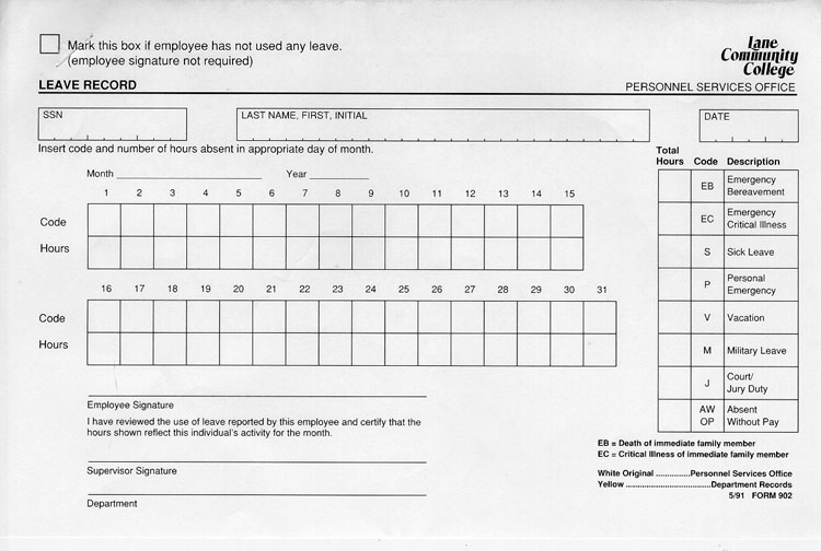 Leave Record Form