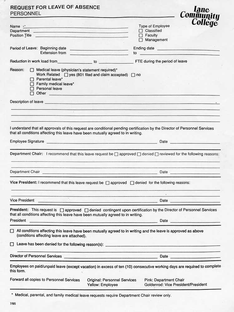 Request For Leave Of Absence
