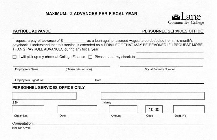 Payroll Advance Form