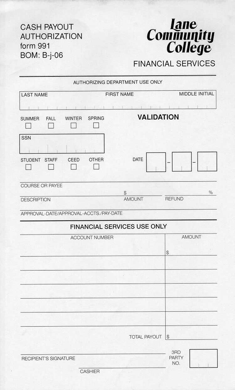 Cash Payout Authorization