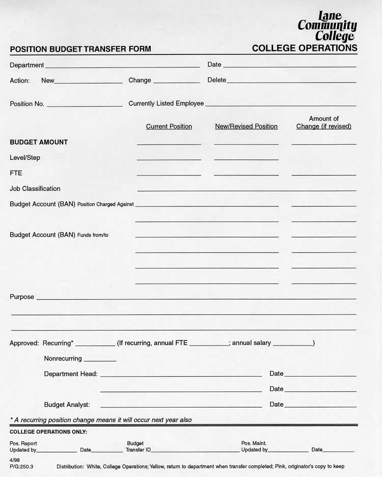 Position Budget Transfer Form