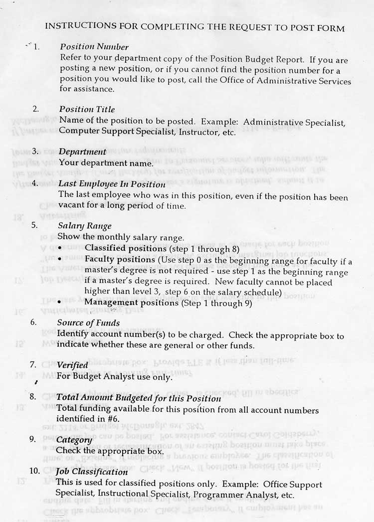 Request to Post Position, Page 2