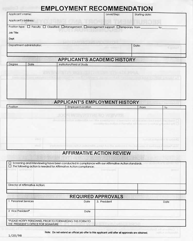 Recruitment Report and Employment Recommendation, page 2