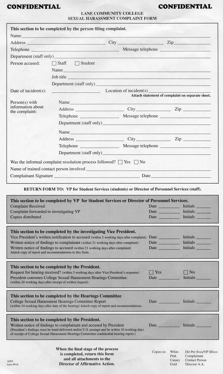 Sexual Harassment Complaint Form