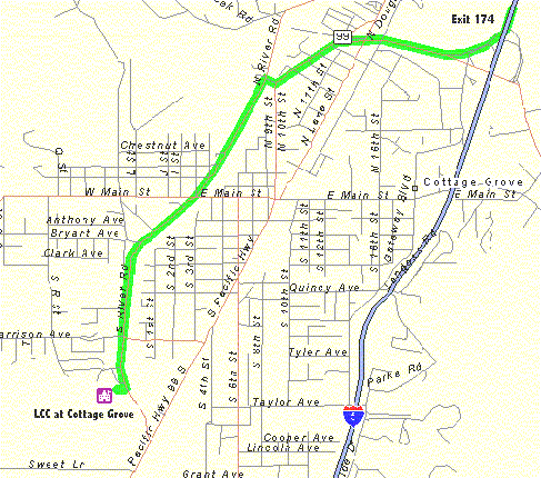 map showing direction from north approach