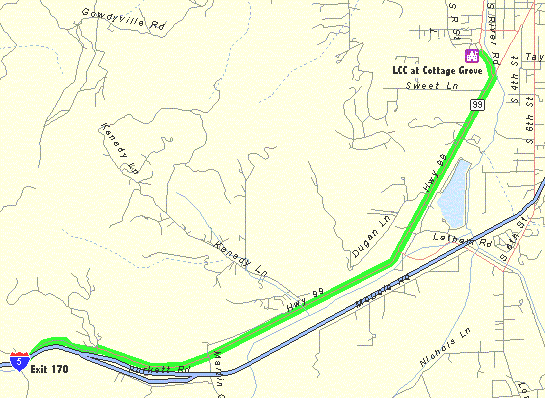 map showing direction from south approach