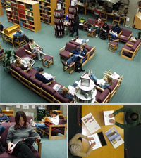photos of students in Lane library