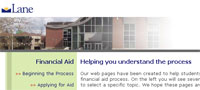 screenshot of financial aid website