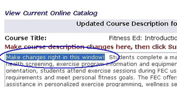 Course description editor