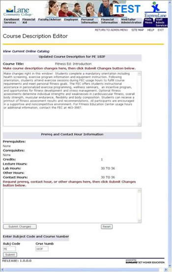 About the course description editor