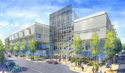 architect rendering of academic campus
