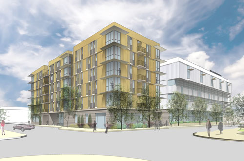architect rendering of student housing at downtown campus