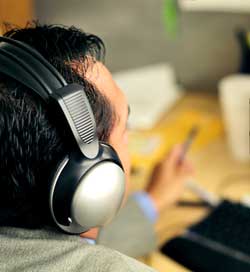 photo of a man with headphones