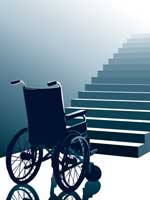 wheelchair at bottom of stairs