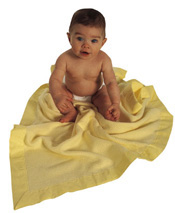 Baby sitting on a blanket
