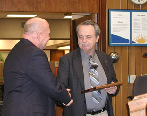 picture of Harvey Birdseye (left) accepting an award