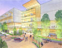 architect's rendering of LCC downtown campus academic building