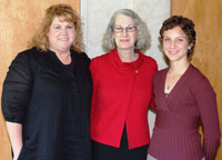 Student Suzanne Jarvis, President Mary Spilde, and Student ShyAnne Woods 