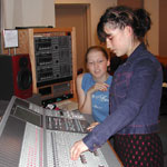 Students use the mixing console - Link to photo