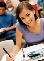 student in classroom