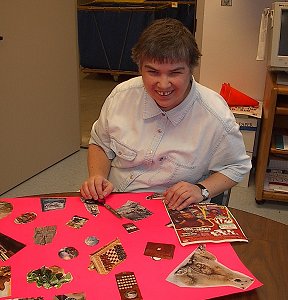 Student Worker making collage