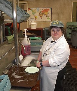 Student Worker doing dishes