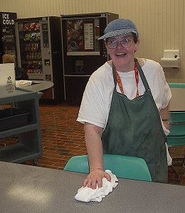 Student Worker wiping table