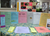 photo of front table where tutor information and schedules is