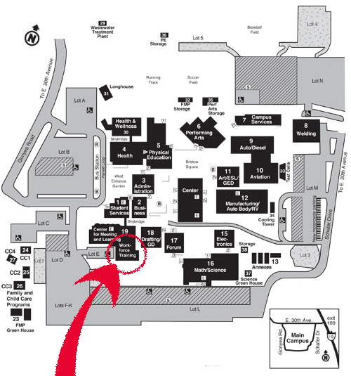 map of campus showing building 19