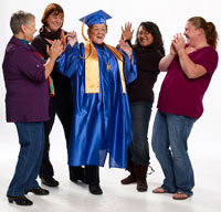 Women in Transition staff with graduate 2009